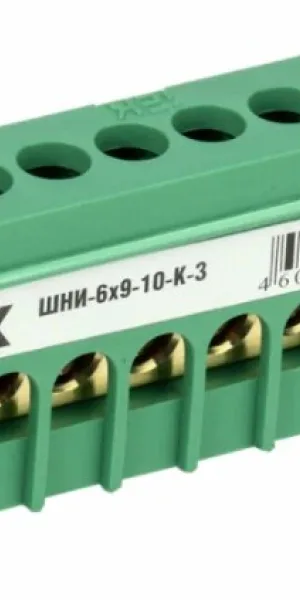 Шина нулевая № 10 (6х9мм) в изоляторе IEK YNN10-69-10KD-K06