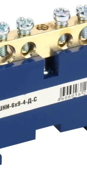 Шина нулевая № 4 на рейку, ШНИ 6х9-4-Д-С, IEK, YNN10-69-4D-K07