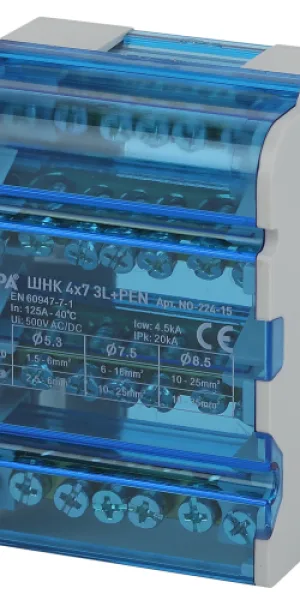 Шины на DIN-рейку ЭРА NO-224-15 в корпусе кросс-модуль ШНК 4х7 3L+PEN, Б0043933