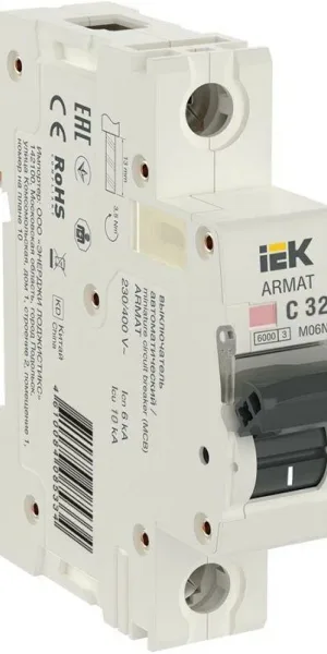 Автоматический выключатель ИЭК Armat 1п С 32А M06N 6кА AR-M06N-1-C032
