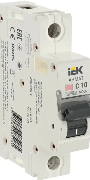 Автоматический выключатель ИЭК Armat 1п С 10А M06N 6кА AR-M06N-1-C010