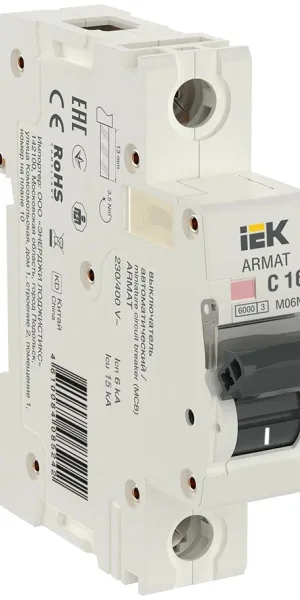 Автоматический выключатель ИЭК Armat 1п С 16А M06N 6кА AR-M06N-1-C016