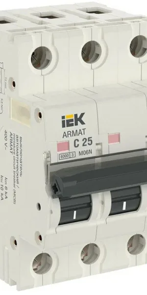 Автоматический выключатель ИЭК Armat 3п С 25А M06N 6кА IEK AR-M06N-3-C025
