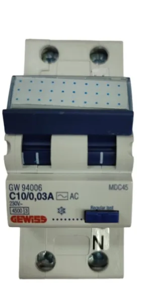 Автоматический выключатель GEWISS MCD45 2п тип-AC 10А 4.5кА 30мА GW94006 ДИФ, модульный