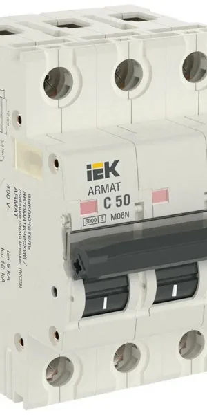 Автоматический выключатель ИЭК Armat 3п С 50А M06N 6кА IEK AR-M06N-3-C050