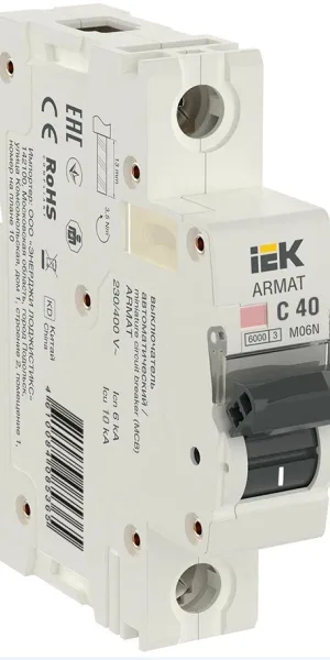 Автоматический выключатель ИЭК Armat 1п С 40А M06N 6кА AR-M06N-1-C040