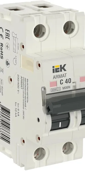 Автоматический выключатель ИЭК Armat 2п С 40А M06N 6кА IEK AR-M06N-2-C040