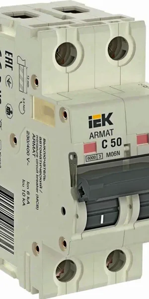 Автоматический выключатель ИЭК Armat 2п С 50А M06N 6кА IEK AR-M06N-2-C050