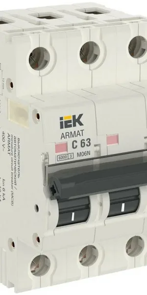 Автоматический выключатель ИЭК Armat 3п С 63А M06N 6кА IEK AR-M06N-3-C063