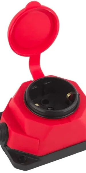 Колодка ЭРА K-1e-RED-IP44 каучуковая с заземлением 1 розетка 16A IP44 красная Б0044550