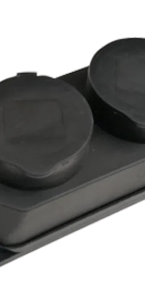 Розетка 3м с заземлением каучук с заглушкой 16А IP44 черная 9323 IN HOME 4690612010281