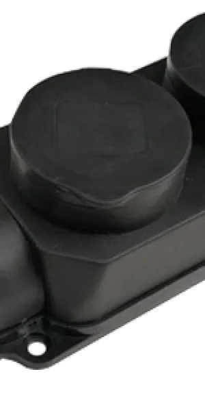Розетка 2м с заземлением каучук с заглушкой 16А IP44 черная 9322 IN HOME 4690612010274