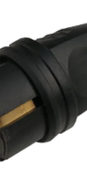 Вилка евро прямая с заземлением каучук 16А IP44 черная 9210 IN HOME 4690612010236