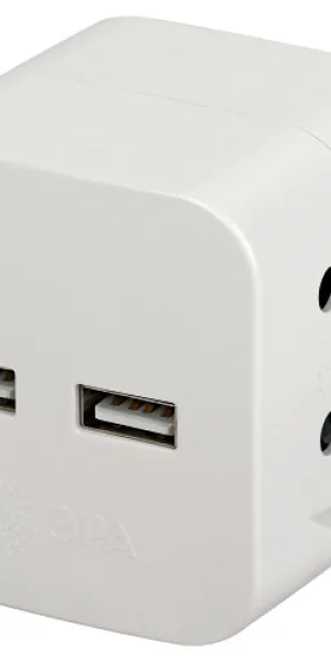 Разветвитель электрический ЭРА SP-2-USB-W на 2 розетки 220V + 2xUSB 2400mA, Б/З 10А белый Б0049531