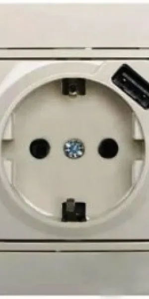 Розетка Лезард 1М С/У С/З +USB2.1А крем 701-0303-181