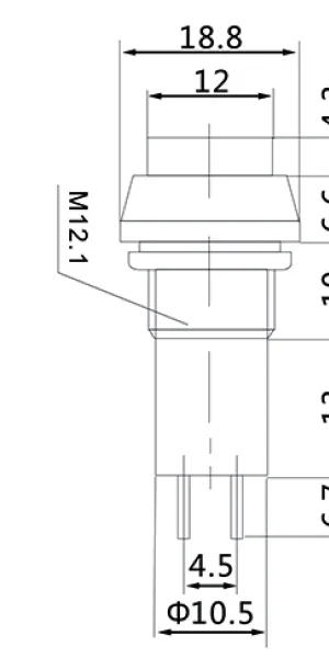 Выключатель кнопка REXANT 36-3030 ON-OFF 250V 1А (2с) (PBS-11А), красная, с фиксацией