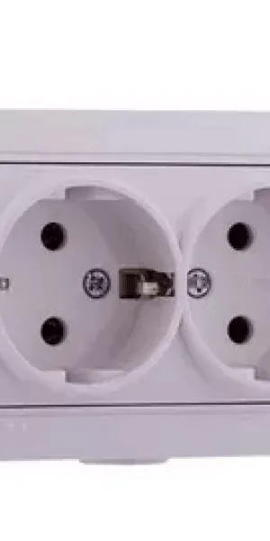 Розетка Лезард  2М О/У С/З белая 710-0200-127