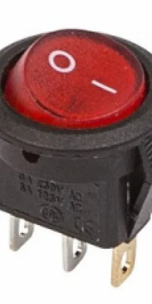 Выключатель клавишный REXANT 36-2530 ON-OFF 250V 3А (3с) Micro, круглый, красный с подсветкой