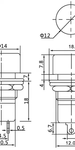 Выключатель кнопка REXANT 36-3060 ON-OFF 250V 1А (2с) (PBS-16А), красная, с фиксацией
