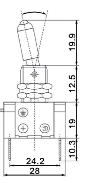 Тумблер ASW-07D 12V 20А (3c) ON-OFF однополюсный с подсветкой "Rexant"  36-4330