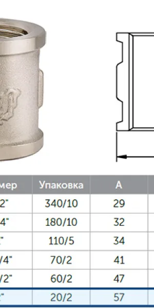 Муфта латунная 2" (50мм)