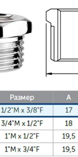 Футорка латунная 1/2"штуцер х3/8"гайка хром