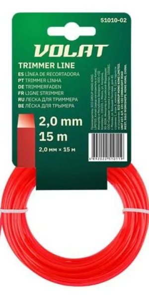 Леска для триммера ВОЛАТ  2,0мм квадрат 15м  51010-02