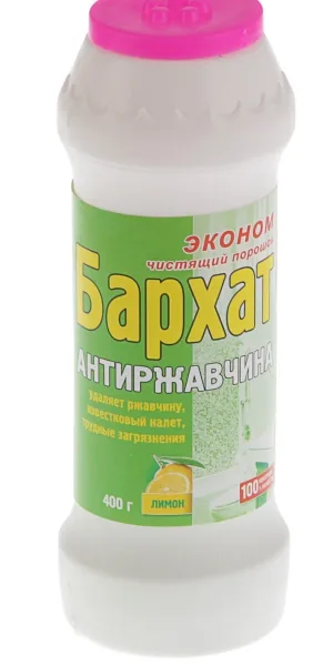 Чистящий порошок "Бархат-эконом Антиржавчина" с хлором, лимон, 400г