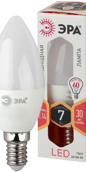 Лампа светодиодная свеча Е-14 7W Эра 827  теплый свет В-35  Б0020538