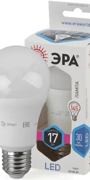 Лампа светодиодная груша 17W ЭРА LED A60-17W-840-E27 дневной свет  Б0031700