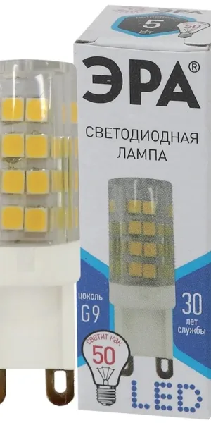 Лампа светодиодная G9 Эра 5W 220V 840  холодный свет, кукуруза Б0027864