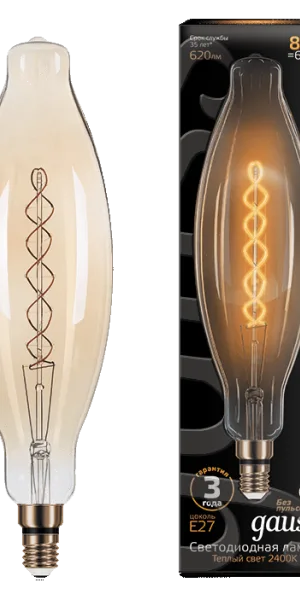 Лампа LED Gauss Vintage Filament Flexible BT120 8W E27 120*420mm Amber 620lm 2400K 156802008 - - -ра