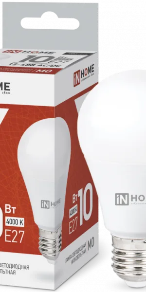 Лампа светодиодная "IN HOME" груша 10W Е-27 низковольтовая 12-48В, 4000К, 900Lm 4690612038032