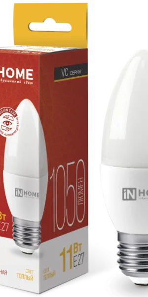 Лампа Светодиодная LED-СВЕЧА-VC 11Вт 230В Е27 3000К 1050Лм IN HOME 4690612020488