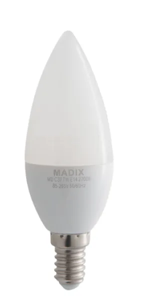 Лампа светодиодная "MadixLED" C37 7Вт E14 3000К свеча
