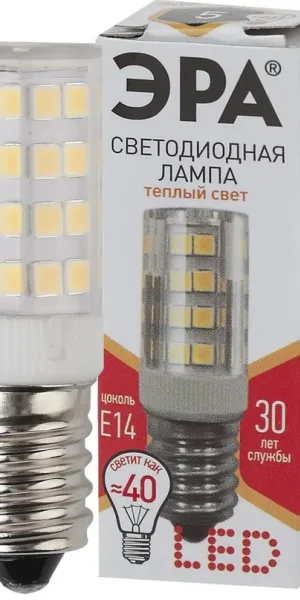 Лампа для холодильника 5Вт Е14 (диодная) ЭРА тёплая, форма-кукуруза Б0033030