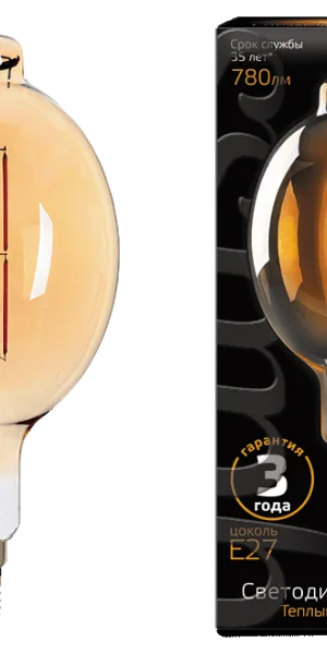 Лампа LED Gauss Vintage Filament BT180 8W E27 180*360mm Amber 780lm 2400K 151802008 - - -распродажа