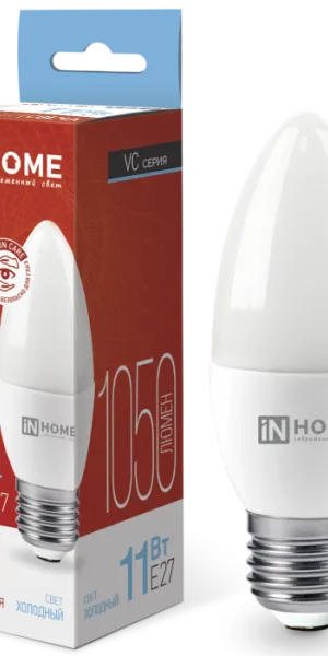 Лампа Светодиодная LED-СВЕЧА-VC 11Вт 230В Е27 6500К 1050Лм IN HOME 4690612024868