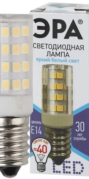 Лампа для холодильника 5Вт Е14 (диодная) ЭРА холодная, форма-кукуруза Б0033031