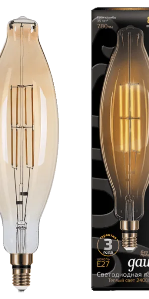 Лампа LED Gauss Vintage Filament BT120 8W E27 120*420mm Amber 780lm 2400K 155802008 - - -распродажа