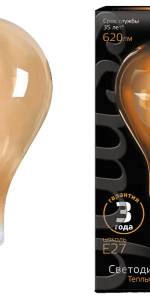 Лампа LED Gauss Vintage Filament Flexible A160 8W E27 160*300mm Amber 620lm 2400K 150802008 - - -рас
