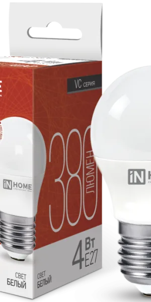 Лампа Светодиодная LED-ШАР-VC 4Вт 230В Е27 4000К 380Лм IN HOME 4690612030593