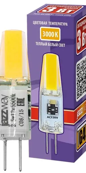 Лампа светодиодная G4 JazzWay 3Вт 220В PLED-G4 COB 240лм 3000К 2857446