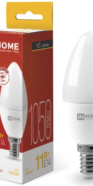 Лампа Светодиодная LED-СВЕЧА-VC 11Вт 230В Е14 3000К 1050Лм IN HOME 4690612020464