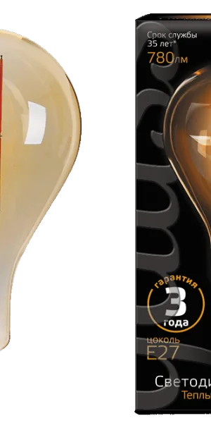Лампа LED Gauss Vintage Filament A160 8W E27 160*300mm Amber 780lm 2400K 149802008 - - -распродажа