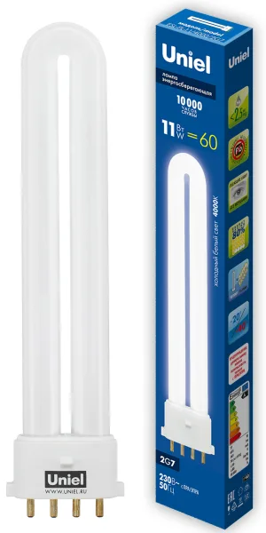 Лампа люминесцентная 2G7 11W 4000К Uniel ESL-PL-11-4000-2G7 05936