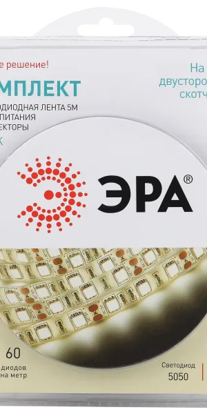 Лента светодиодная "ЭРА" комплект (12В, 14.4Вт, IP20, 2700К) тёплая Б0043066