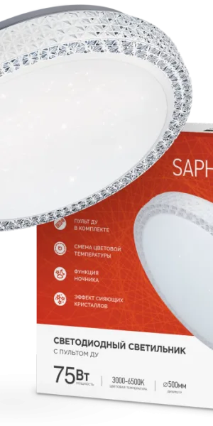 Светильник диодный COMFORT SAPHIR 75Вт 3000-6500K 6000Лм пульт ДУ, белый IN HOME 4690612035123