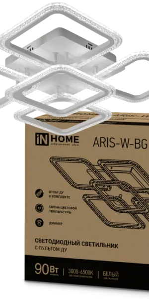 Светильник диодный ELEGANT ARIS-W-BG 90W 3000-6500К 7000Лм белый, пульт ДУ IN HOME 4690612043258