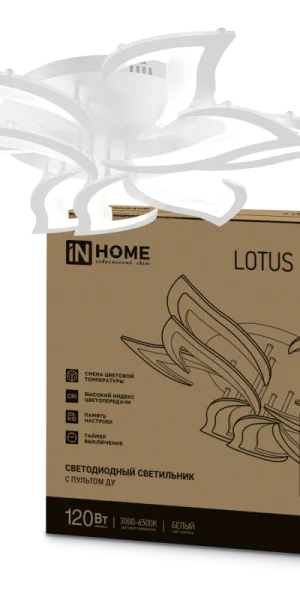 Светильник диодный ELEGANT LOTUS 120Вт 3000-6500K 8400Лм 810х700х120мм пульт, белый IN HOME 51512